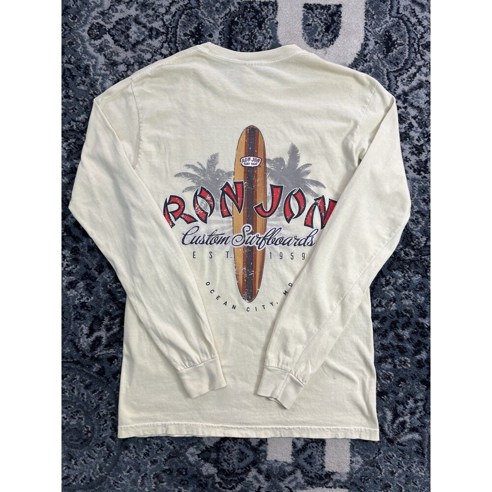 Vintage Ron Jon Surf Shop Las Vegas Yellow Long Sleeve Graphic TShirt Size Small